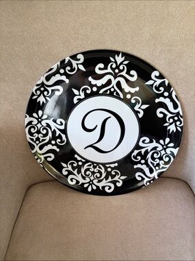 Monogram 'D' Decorative Black & White Serving Tray